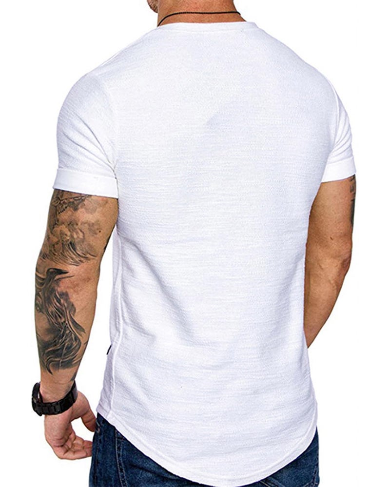 Uni Clau Fashion Mens T Shirt Muscle Gym Workout Athletic Shirt Cotton Tee Shirt Top White - Image 3
